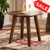 Baxton Studio RH7230T-Walnut-35-IN-DT Ela Modern and Contemporary Walnut Brown Finished 35-Inch-Wide Round Wood Dining Table
